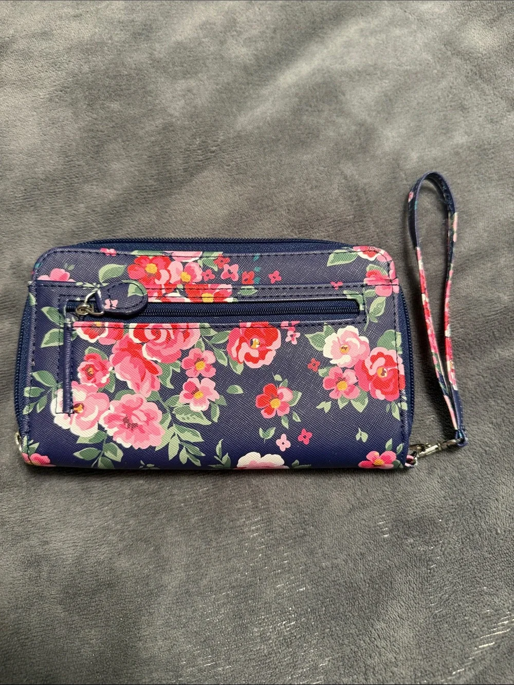 Floral Navy Wristlet Wallet - Women's Floral Zip Clutch